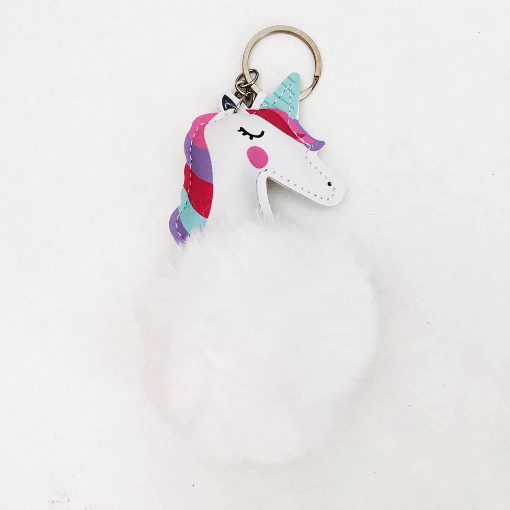 Брелок єдиноріг з хутром. Колір білий