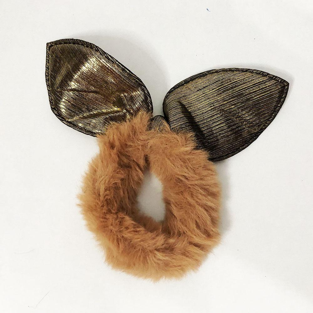 Гумки для волосся з вушками зайчика. Колір коричневий