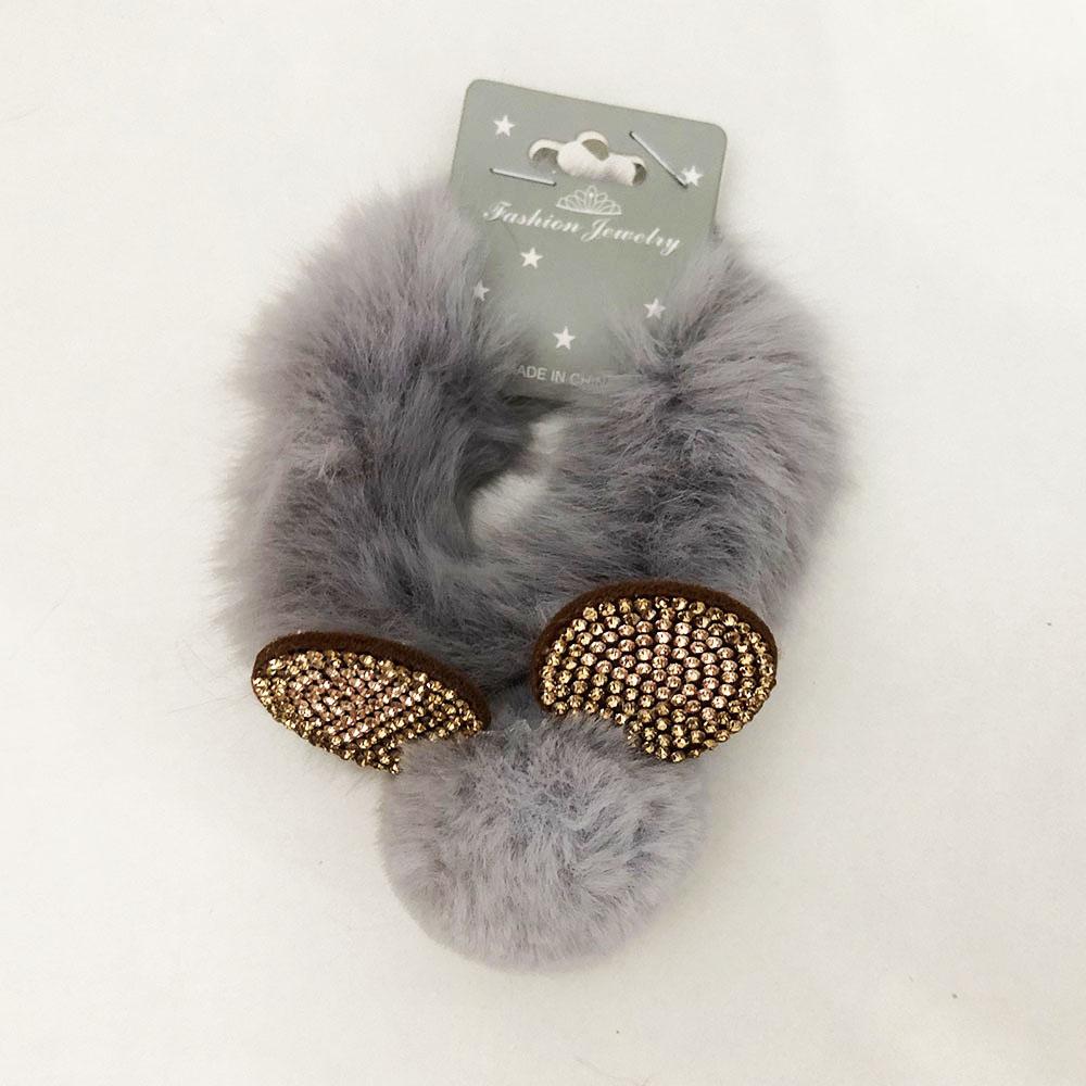 Гумки для волосся з вушками ведмедика. Сірий колір