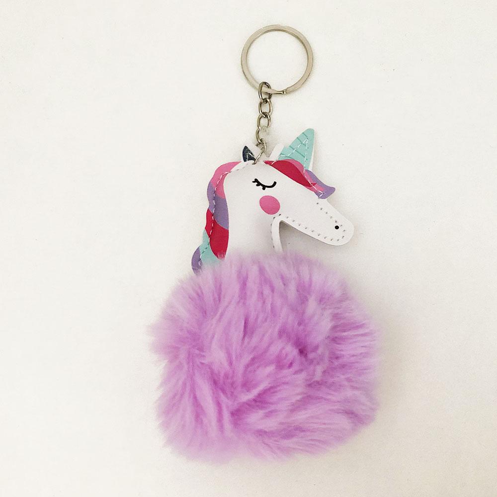Брелок єдиноріг з хутром. Колір фіолетовий