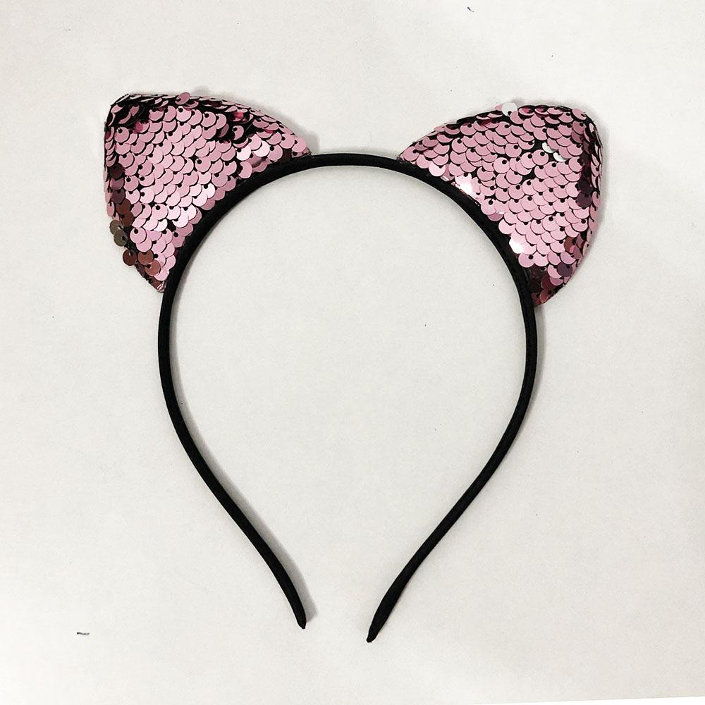 Обруч вушка з блискучими паєтками. Колір рожевий