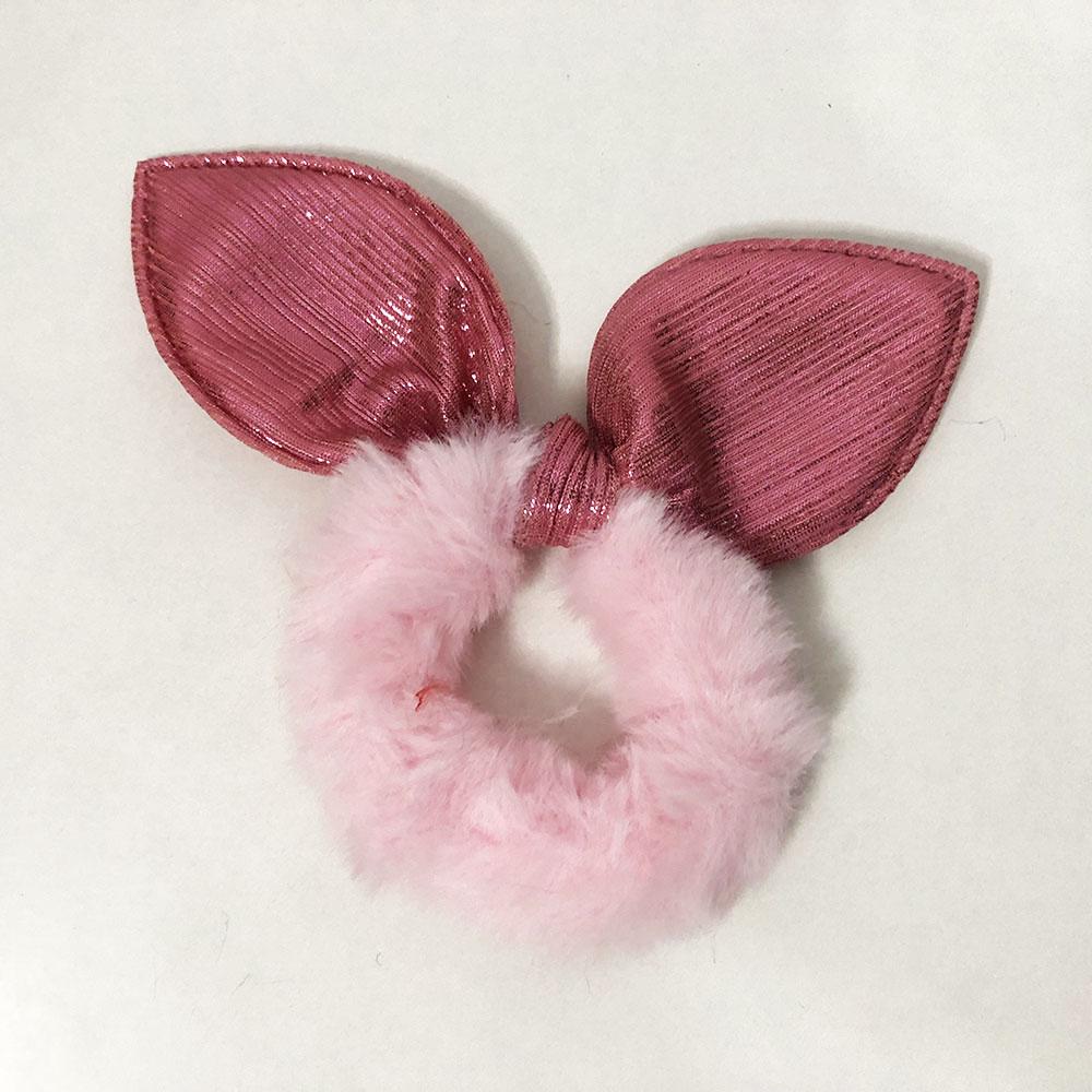 Гумки для волосся з вушками зайчика. Колір рожевий