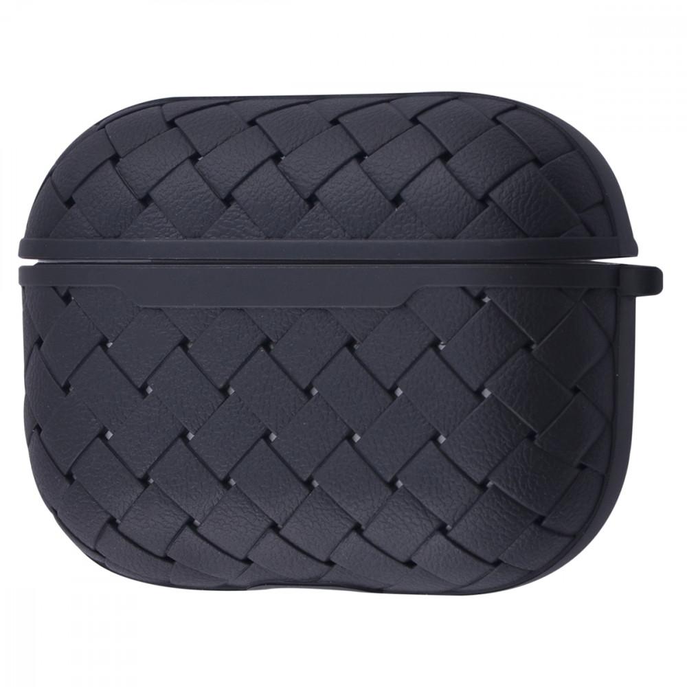 Чохол AirPods Pro з переплетеної шкіри. чорний
