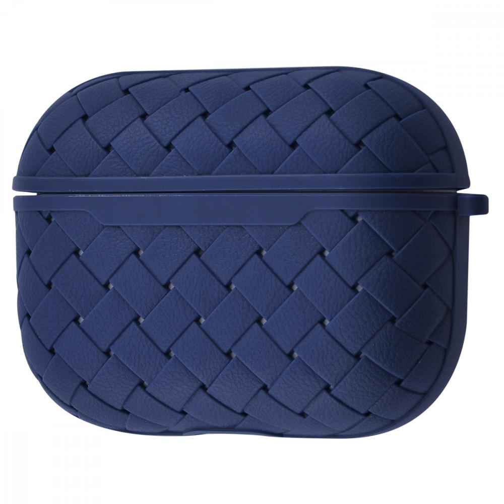 Чохол для AirPods Pro плетена шкіра. Колір синій